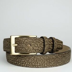 Maison Koly X Enzo Bonafe Cavalier Belt Gold Buckle Beige Bison suede Leather